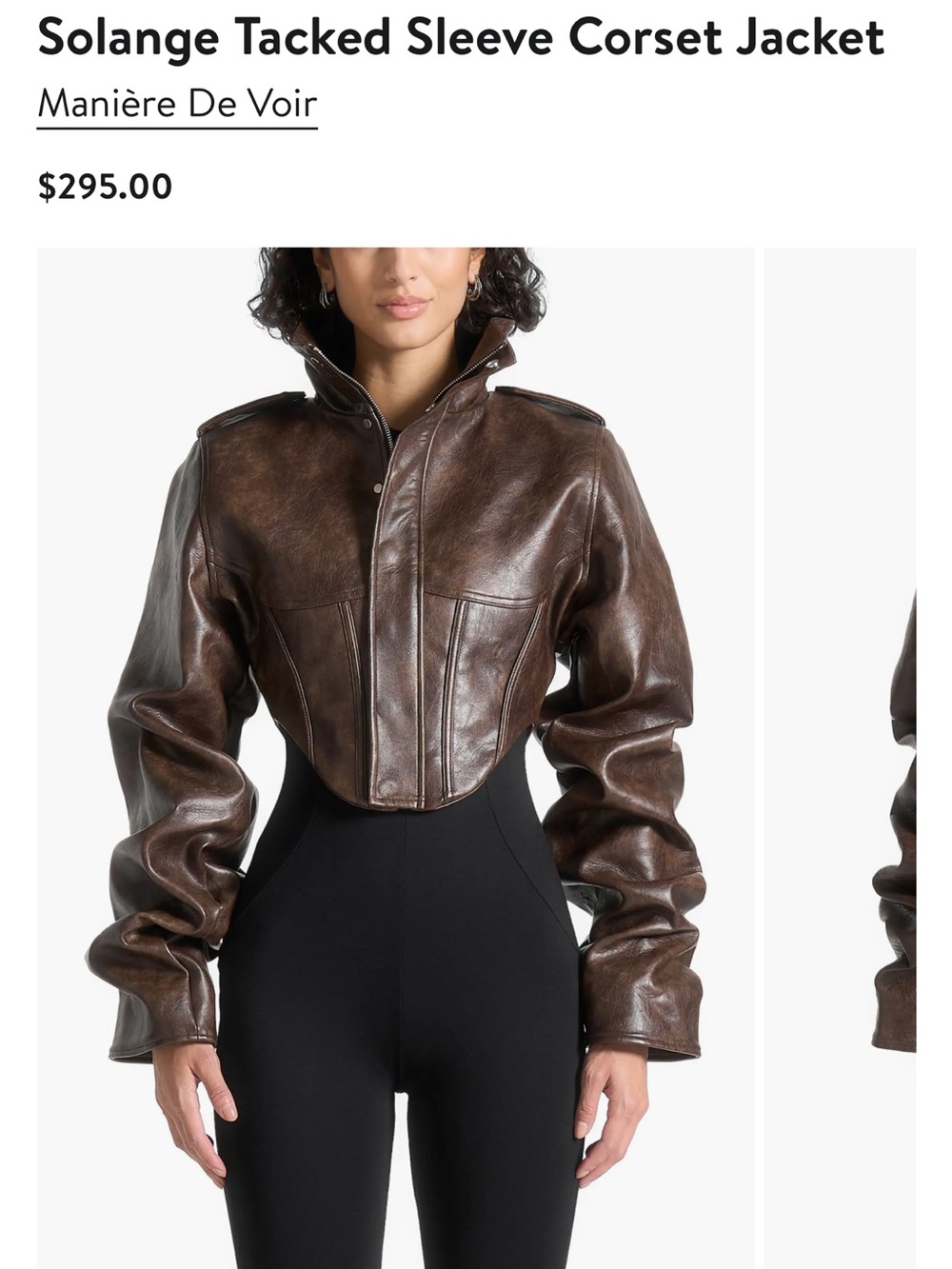 Manière De Voir Cropped Corset Leather Jacket in Brown no tags like new